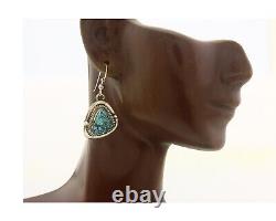 Navajo Earrings 925 Silver Natural Turquoise Native American Artist C. 80's