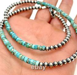 Navajo Green Turquoise Heishi Beads & Navajo Pearls Necklace 18 Handmade Native