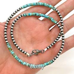 Navajo Green Turquoise Heishi Beads & Navajo Pearls Necklace 18 Handmade Native