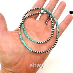 Navajo Green Turquoise Heishi Beads & Navajo Pearls Necklace 18 Handmade Native