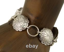 Navajo Hamdmade Concho Bracelet 925 Silver Native American Artist Signed C. 80's