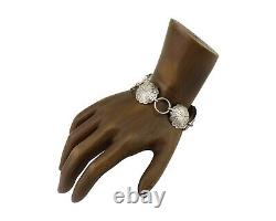 Navajo Hamdmade Concho Bracelet 925 Silver Native American Artist Signed C. 80's