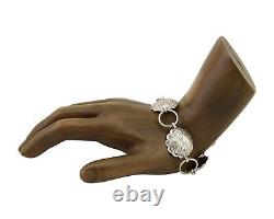 Navajo Hamdmade Concho Bracelet 925 Silver Native American Artist Signed C. 80's