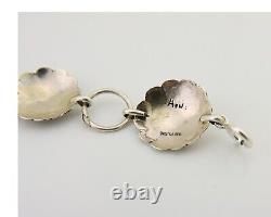 Navajo Hamdmade Concho Bracelet 925 Silver Native American Artist Signed C. 80's