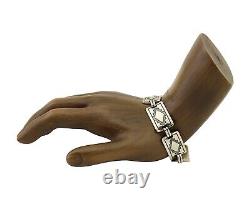 Navajo Hamdmade Link Bracelet 925 Silver Native American Artist C. 80's