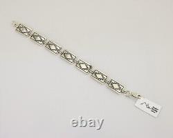 Navajo Hamdmade Link Bracelet 925 Silver Native American Artist C. 80's