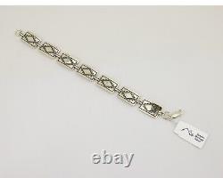Navajo Hamdmade Link Bracelet 925 Silver Native American Artist C. 80's