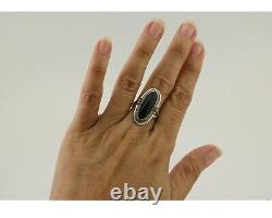 Navajo Handmade Ring 925 Silver Black Onyx Native American Artist C. 80's