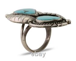 Navajo Handmade Ring 925 Silver Natural Tuquoise Native American Artist C. 80's