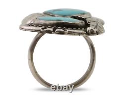 Navajo Handmade Ring 925 Silver Natural Tuquoise Native American Artist C. 80's