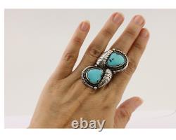 Navajo Handmade Ring 925 Silver Natural Tuquoise Native American Artist C. 80's