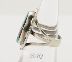 Navajo Handmade Ring 925 Silver Spiderweb Turquoise Native American Artist C. 80s