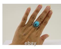 Navajo Handmade Ring 925 Silver Turquoise Native American Artist C. 80's