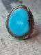 Navajo Handmade Sterling Silver & Morenci Turquoise Ring, Size 9