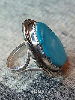 Navajo Handmade Sterling Silver & Morenci Turquoise Ring, size 9