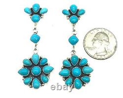 Navajo Handmade Sterling Silver Sleeping Beauty Turquoise Post Earrings