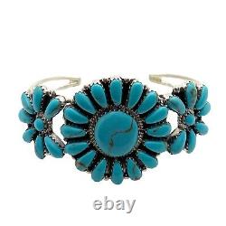 Navajo Handmade Sterling Silver Turquoise Cluster Bracelet Rosanna Williams