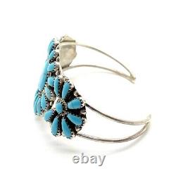 Navajo Handmade Sterling Silver Turquoise Cluster Bracelet Rosanna Williams