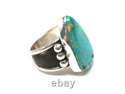 Navajo Handmade Sterling Silver Turquoise Ring Size 9.5