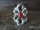 Navajo Indian Cast Sterling Silver Coral Ring Size 8 Signed Pena