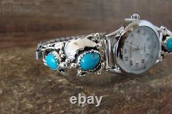 Navajo Indian Jewelry Sterling Silver Turquoise Ladies Watch Saunders