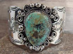 Navajo Indian Nickel Silver & Turquoise Bracelet by Cleveland