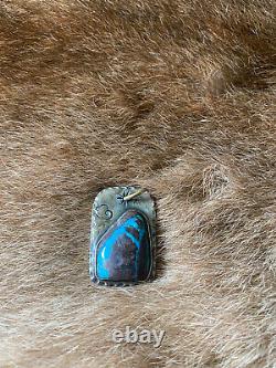 Navajo Jewelry 999 Silver Bisbee Turquoise Pendant