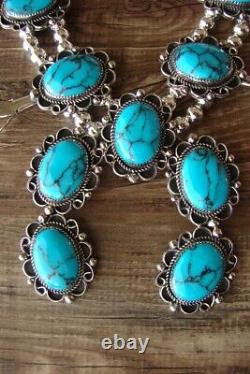 Navajo Jewelry Turquoise Squash Blossom Necklace by Jackie Cleveland
