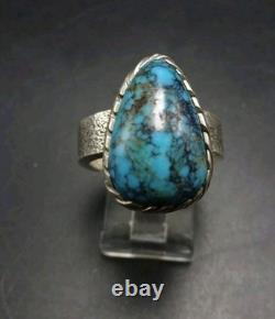 Navajo KELSEY JIMMIE Tufa Cast Sterl Silver TURQUOISE RING SZ 8.75 CORAL Cab