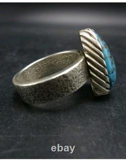 Navajo KELSEY JIMMIE Tufa Cast Sterl Silver TURQUOISE RING SZ 8.75 CORAL Cab
