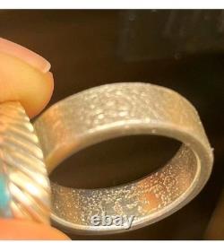 Navajo KELSEY JIMMIE Tufa Cast Sterl Silver TURQUOISE RING SZ 8.75 CORAL Cab