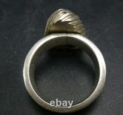 Navajo KELSEY JIMMIE Tufa Cast Sterl Silver TURQUOISE RING SZ 8.75 CORAL Cab