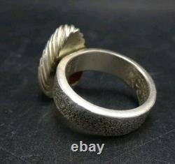 Navajo KELSEY JIMMIE Tufa Cast Sterl Silver TURQUOISE RING SZ 8.75 CORAL Cab