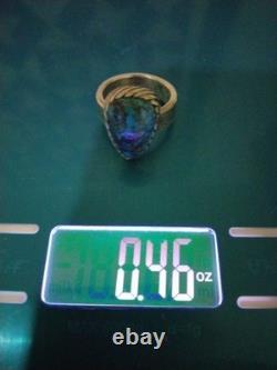 Navajo KELSEY JIMMIE Tufa Cast Sterl Silver TURQUOISE RING SZ 8.75 CORAL Cab