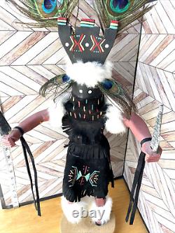 Navajo Kachina Doll Apache Dancer Signed 18 Native American Folk Art