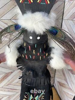 Navajo Kachina Doll Apache Dancer Signed 18 Native American Folk Art