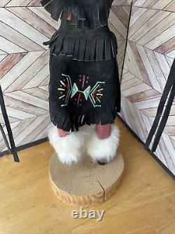 Navajo Kachina Doll Apache Dancer Signed 18 Native American Folk Art