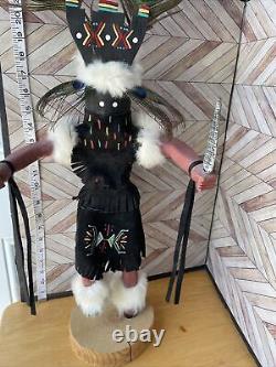 Navajo Kachina Doll Apache Dancer Signed 18 Native American Folk Art