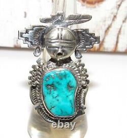 Navajo Kachina Ring Sz 9 Royston Turquoise Sterling Bennie Ration Signed