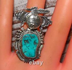 Navajo Kachina Ring Sz 9 Royston Turquoise Sterling Bennie Ration Signed