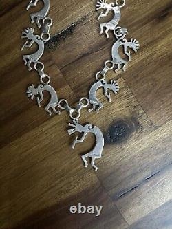 Navajo Kokopelli Native American Sterling Silver 24 Necklace With Earrings