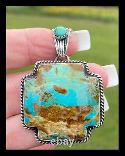 Navajo Large Blue Kingman Turquoise Plus Pendant Bernita Begay