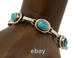 Navajo Link Bracelet 925 Silver Sleeping Beauty Turquoise Native American C80s