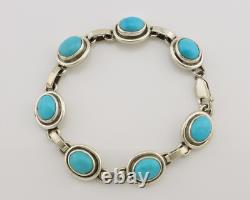 Navajo Link Bracelet 925 Silver Sleeping Beauty Turquoise Native American C80s