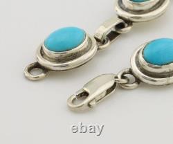 Navajo Link Bracelet 925 Silver Sleeping Beauty Turquoise Native American C80s
