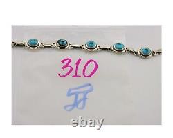 Navajo Link Bracelet 925 Silver Sleeping Beauty Turquoise Native American C80s