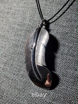 Navajo MICHAEL NEZ Domed Feather Sterling Pendent (Only) 2.25