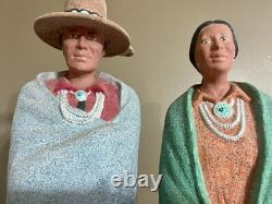 Navajo Man Woman Native American Southwest Statues Figures Hand Painted READ