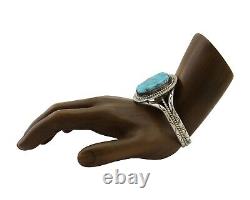 Navajo Morenci Turquoise Bracelet 925 Silver Artist Native American C. 80's