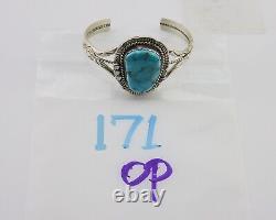 Navajo Morenci Turquoise Bracelet 925 Silver Artist Native American C. 80's